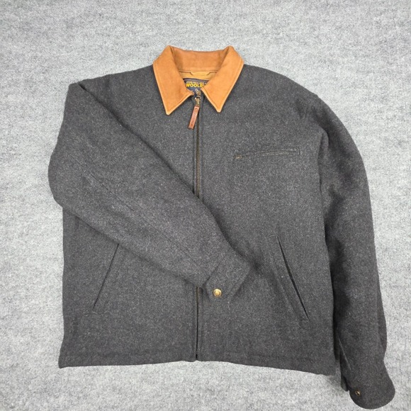 Vintage Woolrich Wool Bomber Jacket Men's Medium Gray Full Zip Lined